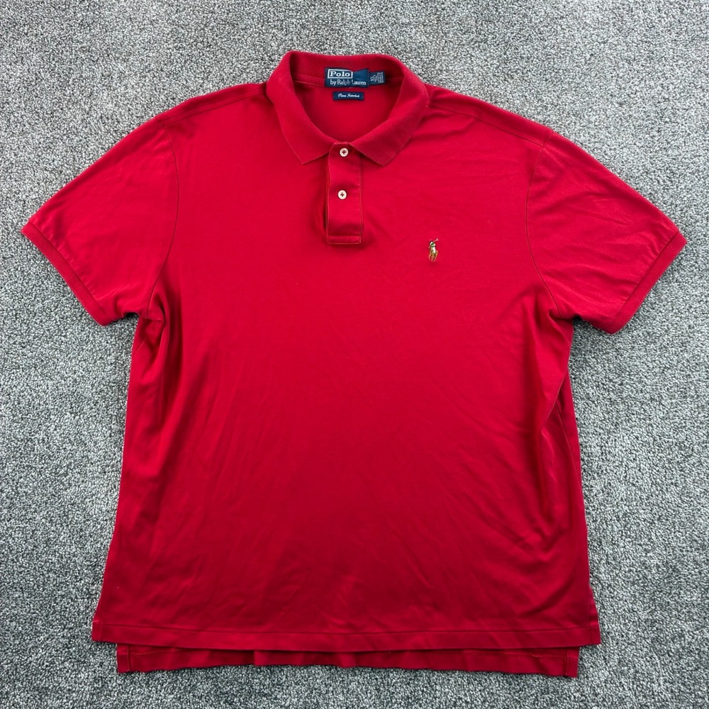 Polo Ralph Lauren Polo Shirt Mens XL Red Cotton Pima Interlock Short Sleeve